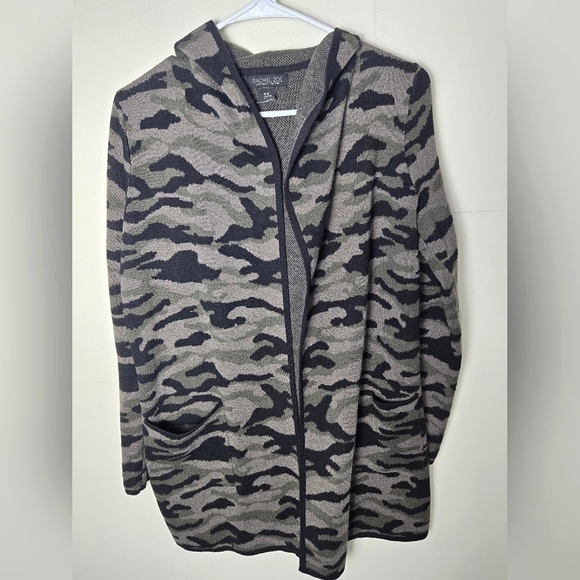 Women's Rachel Zoe Hooded Camo Cardigan, Size Medium - Picture 1 of 5